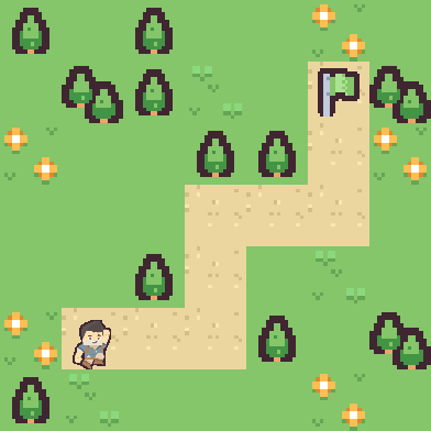 Level 7 — a staircase-shaped path climbing to the flag